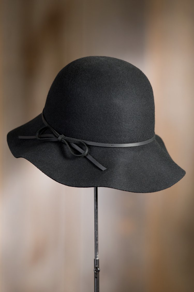 Goorin Bros.‎ Womens Mrs Blanc Wool Floppy Cloche Hat Leather Bow Black Medium Size M Cloche Goorin Bros Hats for Women for sale | eBay main image 4