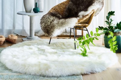 4' Round Australian Sheepskin Area Rug