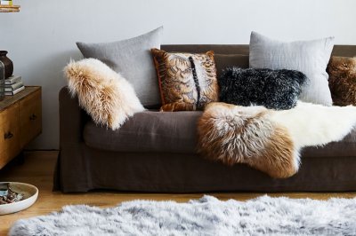 20" x 20" Single-Sided Tibetan Lamb Pillow