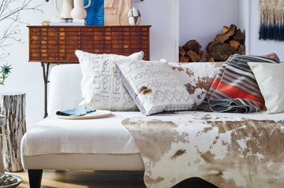 20" x 20" Florido Etched Goat Hide Pillow